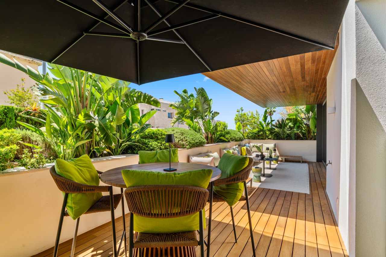Terrace with natural wood decking